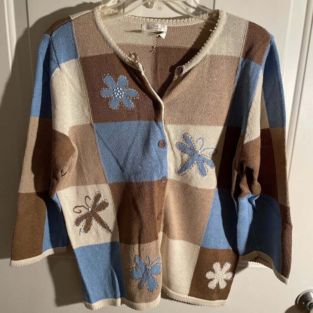 Christopher and Banks button front cardigan with fireflies size large